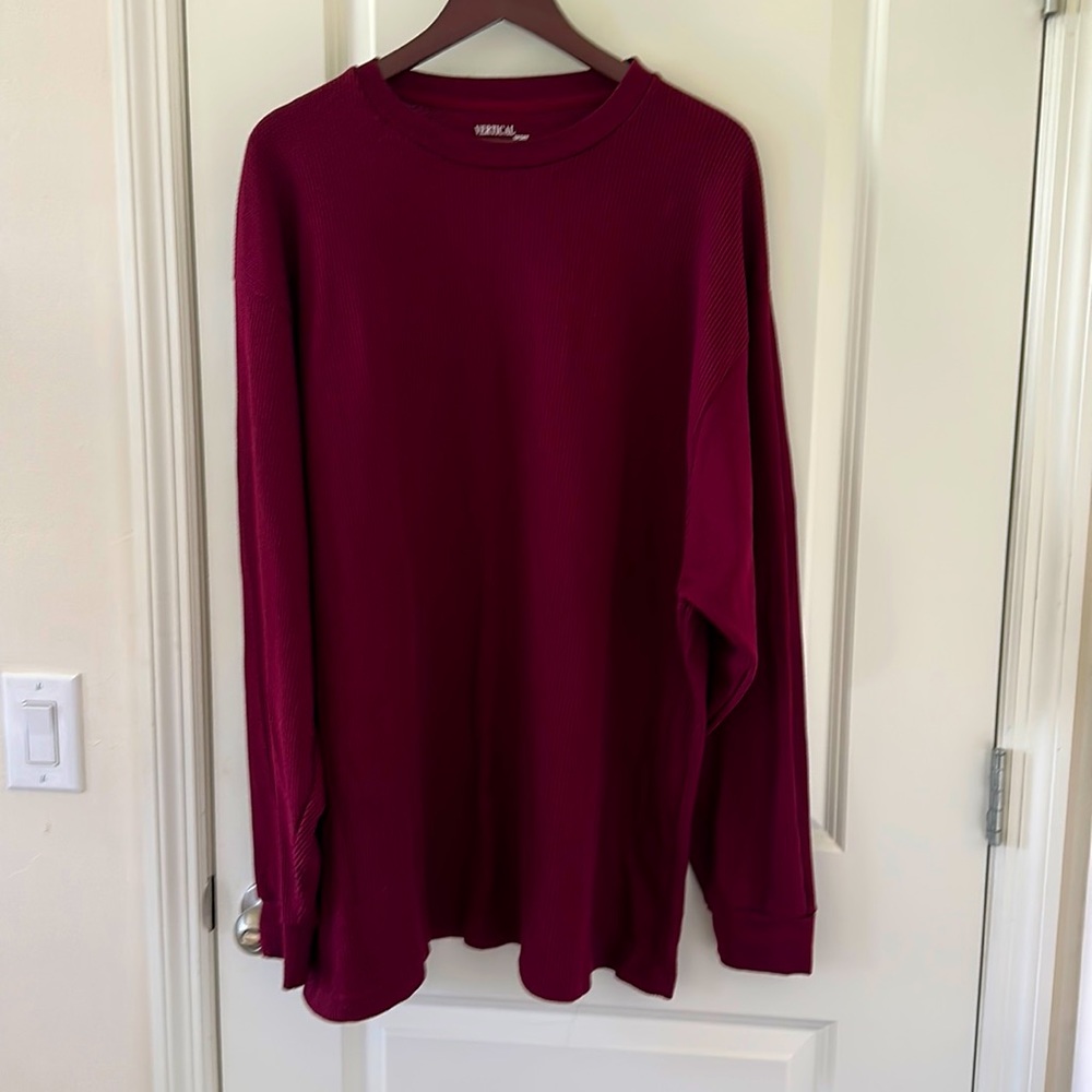 Mens waffle knit long sleeve shirt. Lightly used in great condition! Burgundy